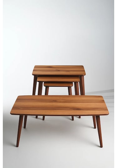 İstanbul Orta Sehpa Ve 3'lü Zigon Sehpa Seti Ahşap/urartu