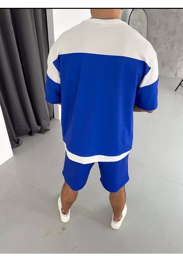 Dijital 00 Baskılı Şortlu Takım - Mavi Mavi