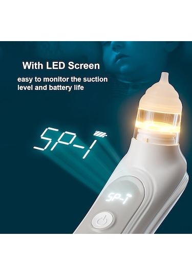 Ruicoo Ub-007 Bebek Elektrikli Burun Aspiratörü: 5 Seviye Emiş, Sessiz, Renkli Işık Ve Müzik, Şarj Edilebilir, Yeşil