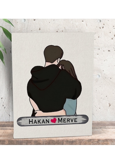 Bk Gift Kişiye Özel Sarılan Sevgili Tasarımlı Kanvas Tablo-1 15x20 , Sevgiliye Hediye, Sevgililer Günü Hediyesi Kobitmeyencom33689 Bk Gift
