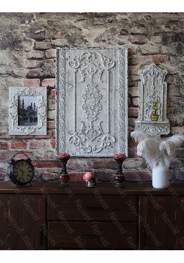 Neiwel Vintage Arfel Eskitme Beyaz Tablo