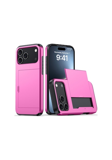 Snapbuy, İphone Uyumlu İçin Kredi Kartı Bölmesi Olan Cüzdan Kılıfı  İphone Uyumlu 16e Pembe