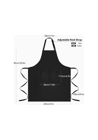 Fastbuy Ekstra Büyük Erkek Şef Önlüğü Seti, Siyah, Ayarlanabilir, Uzun Kollu Diğer