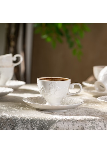 Emsan Laren 90 Ml 6'lı Kahve Fincan Takımı Beyaz