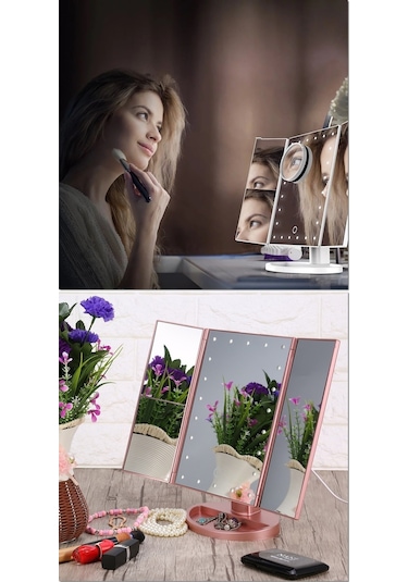 Land Of Myth Hd Zoom 24 Şerit Led Işıklı Makyaj Aynası Siyah