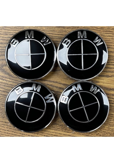 Bmw E60 68mm Komple Siyah Jant Göbeği Logo Seti 4 Adet
