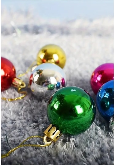 Renkli Parlak Şık 12 Li Yılbaşı Çam Ağacı Topları Süsleri 3 Cm Noel Çam Ağacı Süsü Ev Ve Ofis Dekoru Çok Renkli