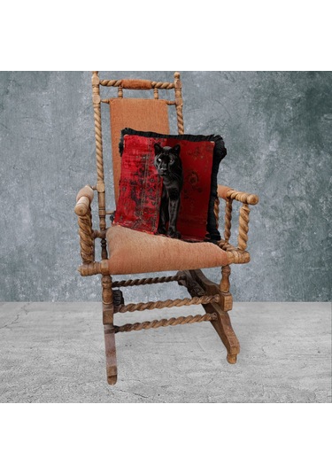 Panter Çift Taraflı Dekoratif Püsküllü - Saçaklı Kırlent Kılıfı 1 Karışık/Çok Renkli