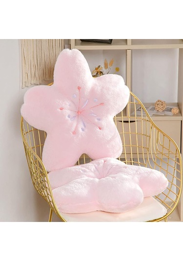 Kangvka Pembe Pamuklu Kiraz Flanel Dekoratif Yastık - 45 Cm X 45 Cm, 350 Gr Pembe