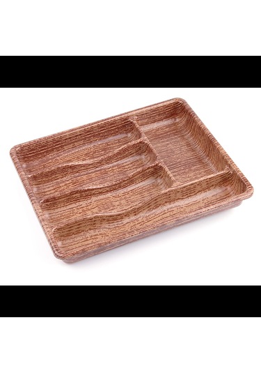 Ahşap Renk - 5 Bölmeli Çekmece İçi Kaşıklık 36x29cm 5365 Çok Renkli