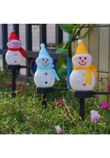 Dancemonkey Güneş Enerjili Snowman Lambalar, Noel Bahçe Dekoru, Dış Mekan Çim Yolu Aydınlatma Pembe