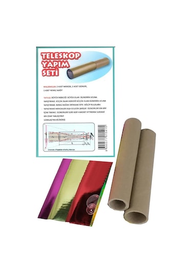 Teleskop Yapım Seti Mercekli 1 Paket Basit Teleskop Yapım Seti Mercek Deney Seti Silindir Karton