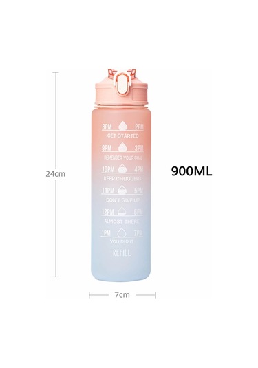 Spor Erkek Su Şişesi Pipetli Su Şişeleri Spor Salonu Zaman İşaretli Kadınlar Kızlar Yüksek Sıcaklığa Dayanıklı Zaman Ölçeği Sızdırmaz Yeşil 900ml Yeşil