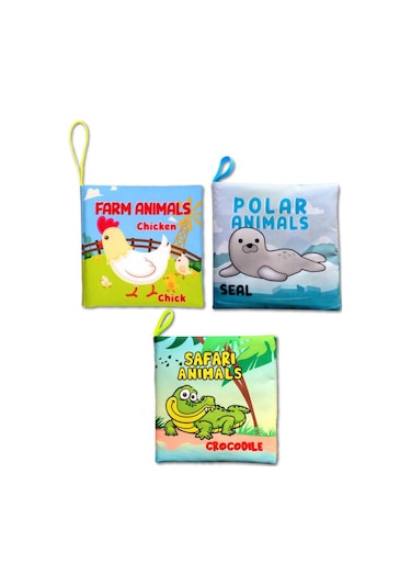 3 Kitap Tox İngilizce Çiftlik Hayvanları , Kutup Ve Safari Hayvanları Kumaş Sessiz Kitap E119 E125 E130 - Bez Kitap , Eğitici Oyuncak , Yumuşak Ve Hışırtılı
