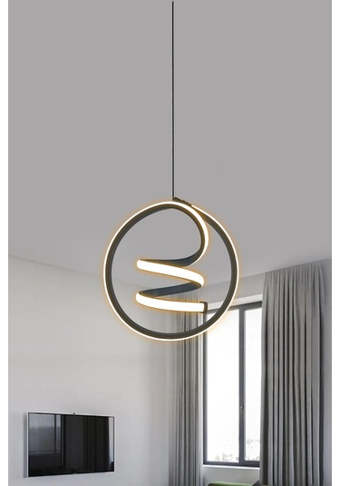 Modern Sarkıt Tekli Antre, Oda Helezon Ledli Avize - Kumandasız / Gold Gold