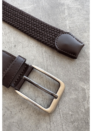 Erkek Hasır Örgü Kemer Kahverengi