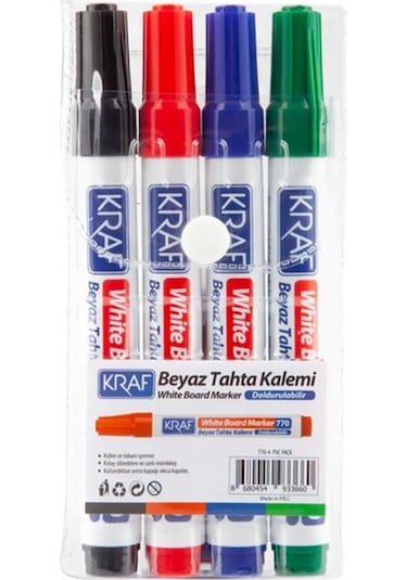 Kraf Doldurulabilir Beyaz Tahta Kalemi 4lü 770 4