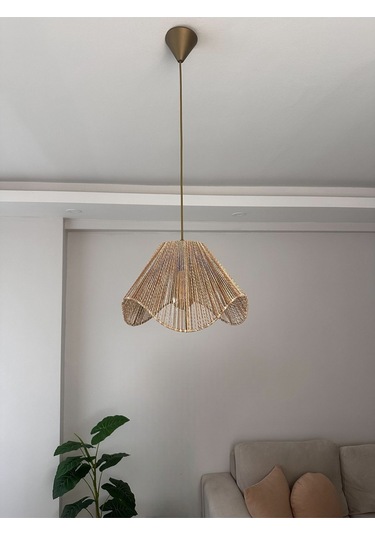 Hasır El Yapımı Bohem Asimetrik Şekilli Rustik Avize - Çok Renkli Çok Renkli