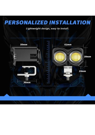 Point Motosiklet Sis Farı Metal Kasa Baykuş Model Delici Beyaz Sarı Çift Renk 12-80 Volt 1 Adet