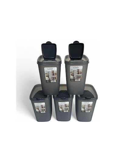 Erzak Saklama Kabı 2.5 Lt, Antrasit, 5'li Set Antrasit