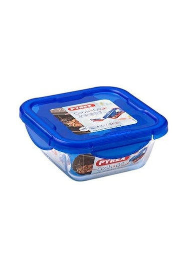 Pyrex Kare Kapaklı Saklama Kabı 0.8 Lt Mavi