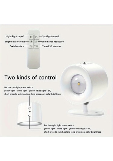 Fochsia Kinpho 360 Döner Led Duvar Lambası - Dokunmatik Kumanda, 10 Parlaklık, Usb Şarj, Beyaz Beyaz