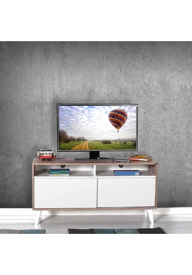 Retro Slide Tv Sehpası Latte-Diamond Beyaz