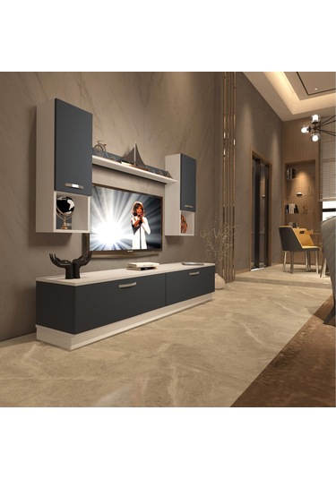 Decoraktiv Eko 5dab Mdf Std Tv Ünitesi Tv Sehpası Beyaz - Antrasit