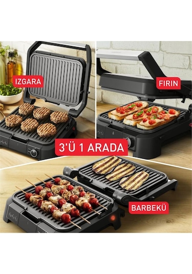 Tefal SuperGrill 3in1 6 Dilim Kapasiteli 2000 Watt Barbekü Izgara ve Tost Makinesi