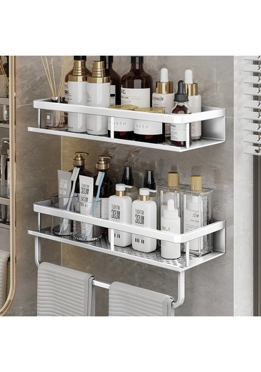 Banyo Rafı 30/40/50 Cm Mutfak Duvar Rafı Duş Tutucu Depolama Beyaz