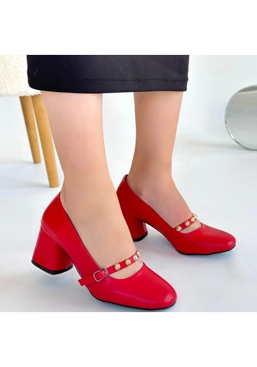 Tino Kırmızı Cilt Kadın Topuklu Ayakkabı Kırmızı