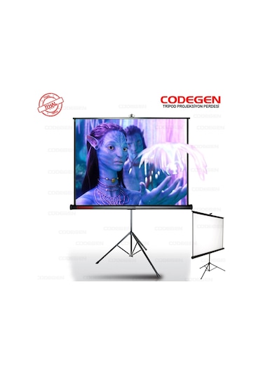 Codegen Tx-18 Trıpod Projeksiyon Perdesi 180x180 Arkası Siyah Fonlu - Taşınabilir Ayaklı Model