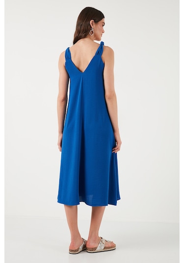 Lela Oversize Fit V Yaka Midi Boy Basic Bayan Elbise 6788688 Saks