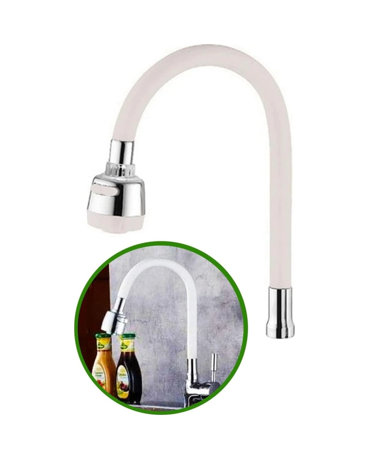 Renkli Silikonlu Oynar Başlıklı 2 Fonksiyonlu Spiral Musluk Başlığı - Beyaz 4915 Çok Renkli