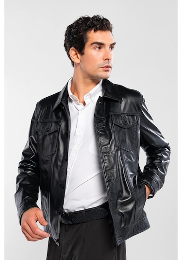 Tamer Tanca Erkek Hakiki Deri Siyah Deri Deri Mont 415 K-899 Y Erk Dr Mont Y25 Sıyah Dr Siyah