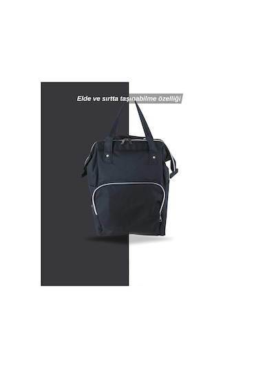 Tommybaby Anne Bebek Bakım Sırt Çantası Biberon Termoslu Sıvı Geçirmez Bebek Çantası Gri