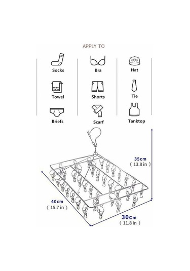 Çorap Askısı, Çorap, İç Çamaşırı, Giysi Ve Havlular İçin 40 Rüzgar Geçirmez Paslanmaz Çelik Klipsli Askılı Çamaşır Kurutma Makinesi Diğer