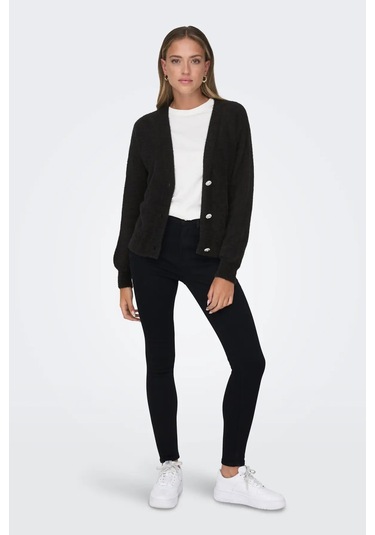 Only Kadın Onlella Düğmeli Uzun Kollu Örme Hırka 15259564 Siyah Siyah