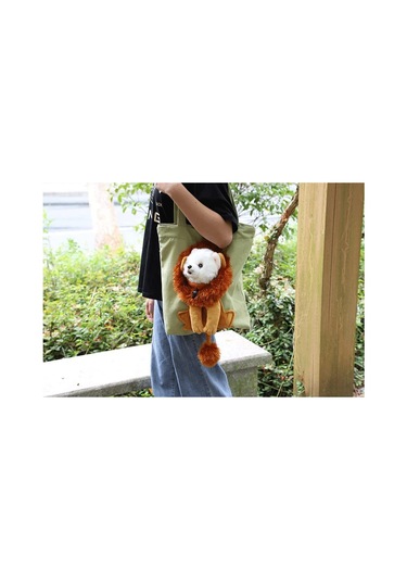 Qingmipy Küçük Evcil Hayvanlar İçin Nefes Alabilir Aslan Tasarımlı Omuz Çantası - Gri, S Boy, Fermuarlı