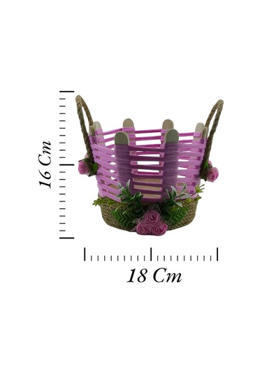 Hasır Organizer El Yapımı Sepet Takı Makyaj Kutusu Banyo Komodin Üstü Pembe