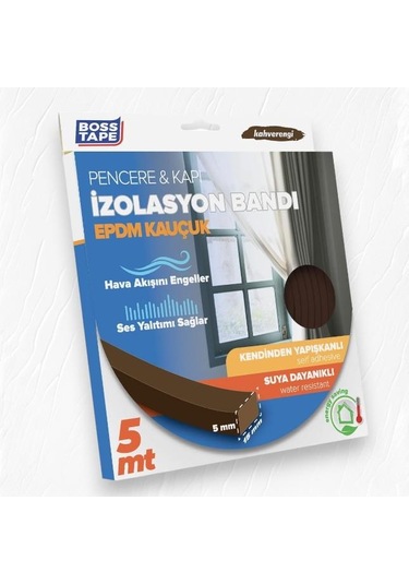 Boss Tape Epdm Kauçuk Pencere Kapı İzolasyon Bandı 5mmx15mmx5mt Kahverengi