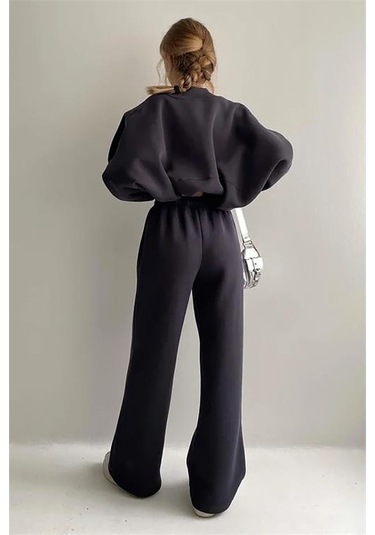 Neşeli Butik Kadın Kışlık Alt Üst Eşofman Takımı Nb0022 - Antrasit Antrasit