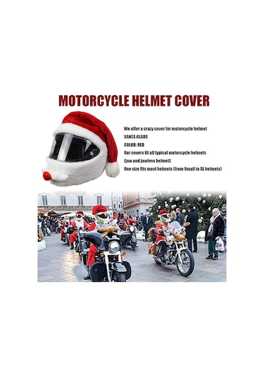 Unisex Noel Baba Motosiklet Kaskı Şapkası, Rahat Kadife Kırmızı Ve Beyaz Peluş Noel Noel Baba Kask Kılıfı Noel Yeni Yıl Şenlikli Tatil Parti