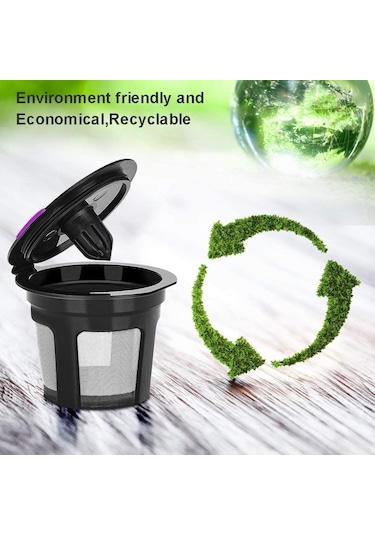 Moveevo Sürdürülebilir Pp Plastik K Filtreli Bardak Seti - 6 Parça, 51x46mm, Siyah Siyah