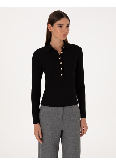 Pierre Cardin Kadın Siyah Bluz Örme 50309153-vr046 Siyah
