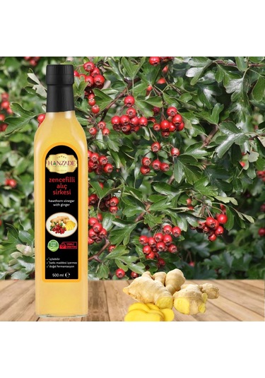 Hanzade Bitkisel Zencefilli Alıç + Zerdeçallı Elma Sirkesi 500 ML