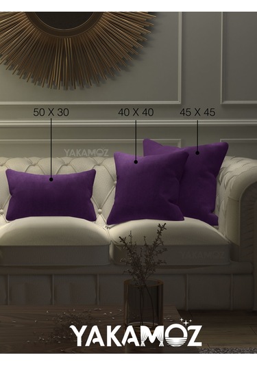 Br Yakamoz Tatlı Mor Rengi Kırlent , Yastık Kılıfı Kadife Görünümlü Velvet Touch Serisi Tatlı Mor