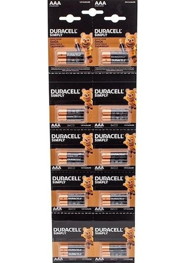 Duracell 1.5v İnce Aaa 20'li Pil Seti - Uzun Ömürlü Lr03/mn2400 Alkalin Pil