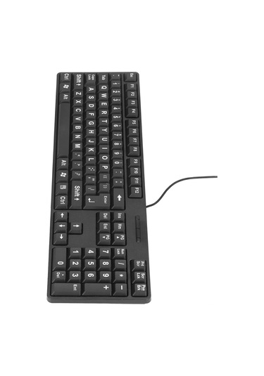 Ximistore9 104 Tuşlu Kablolu Büyük Harfli Klavye, Gençler Ve Yaşlılar İçin Usb Plug & Play Abs Malzeme Ofis/ev Kullanıma Uygun