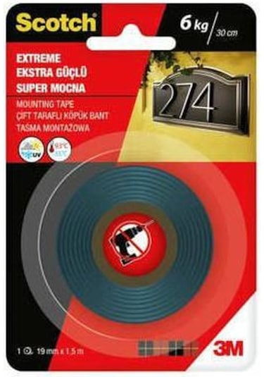 3M Scotch 4002 Ekstra Güçlü Çift Taraflı Köpük Bant 19 MM x 1.5 M